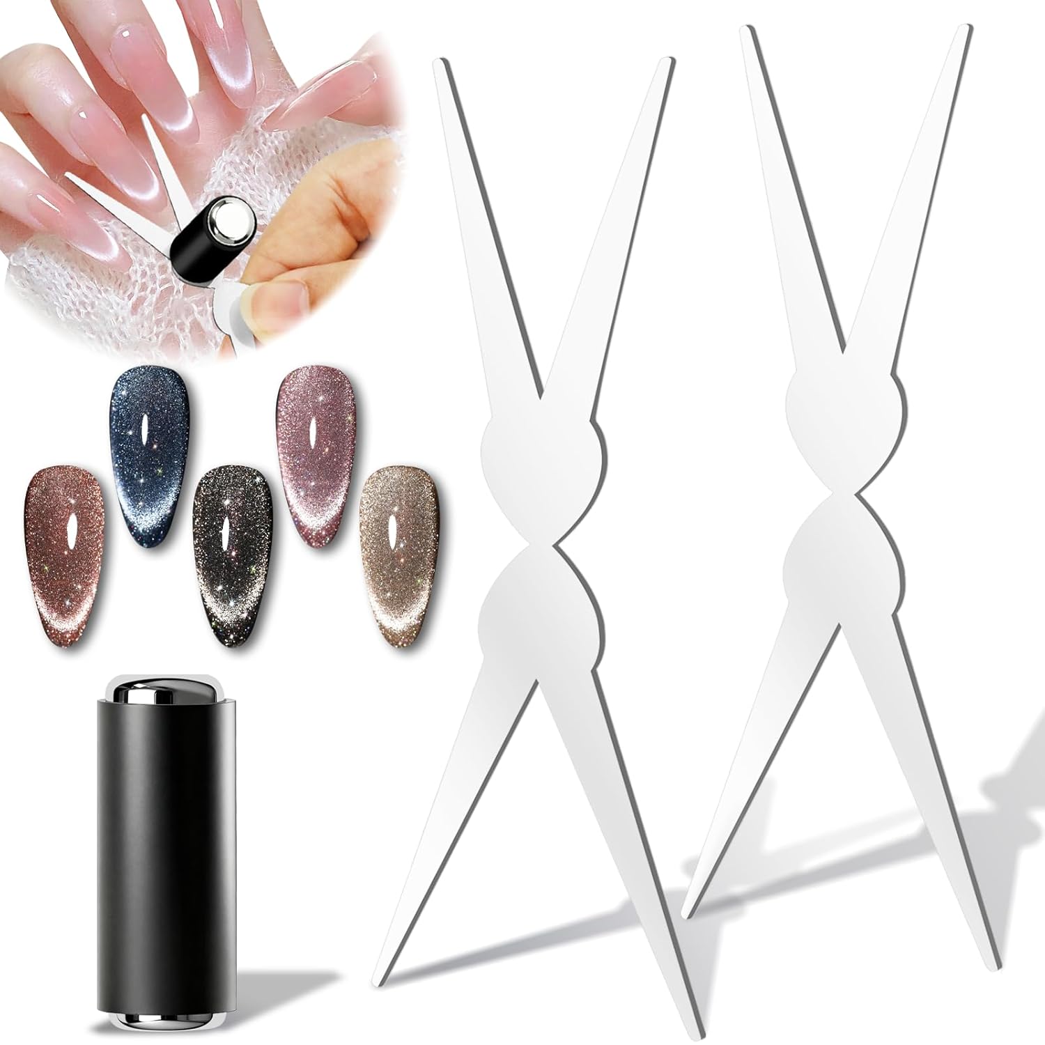 Nail Art Full Color - 3D Double Headed Nails French Shape