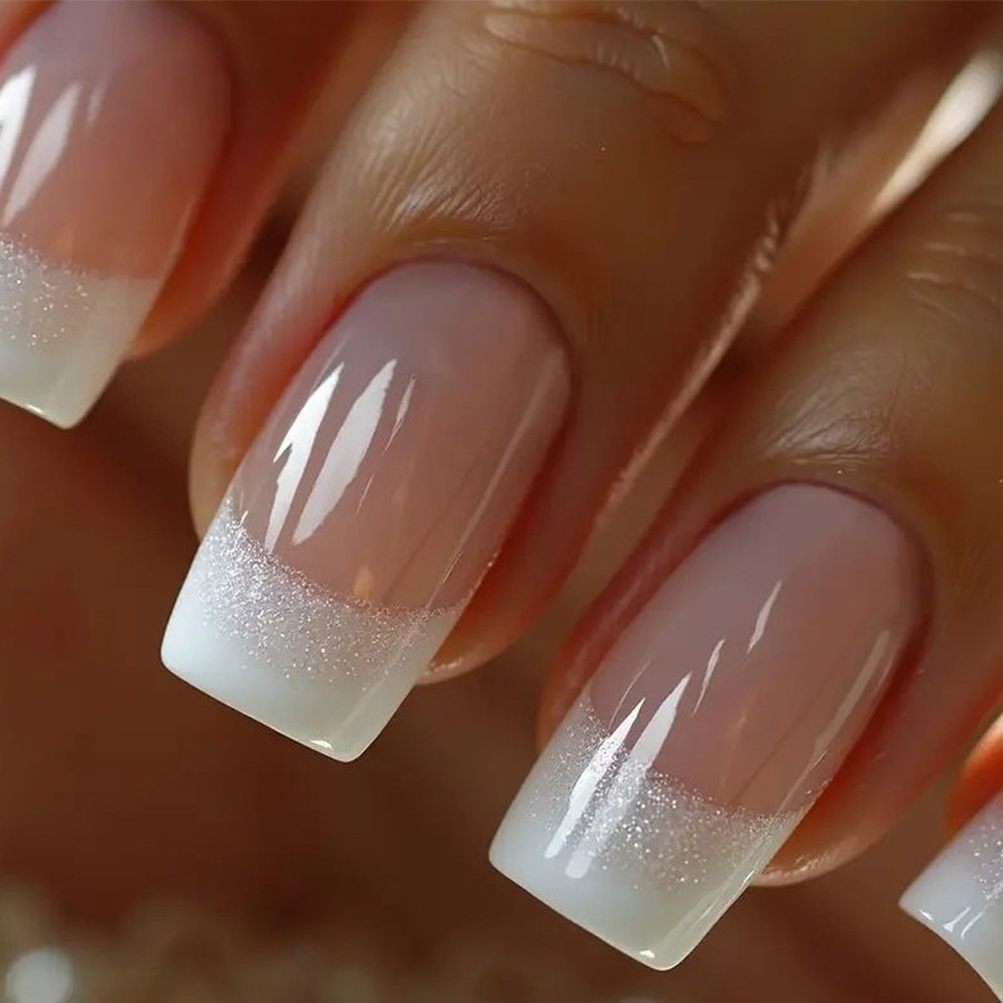 Nail Art Glitter - 24pcs/set Medium Square fake nails for