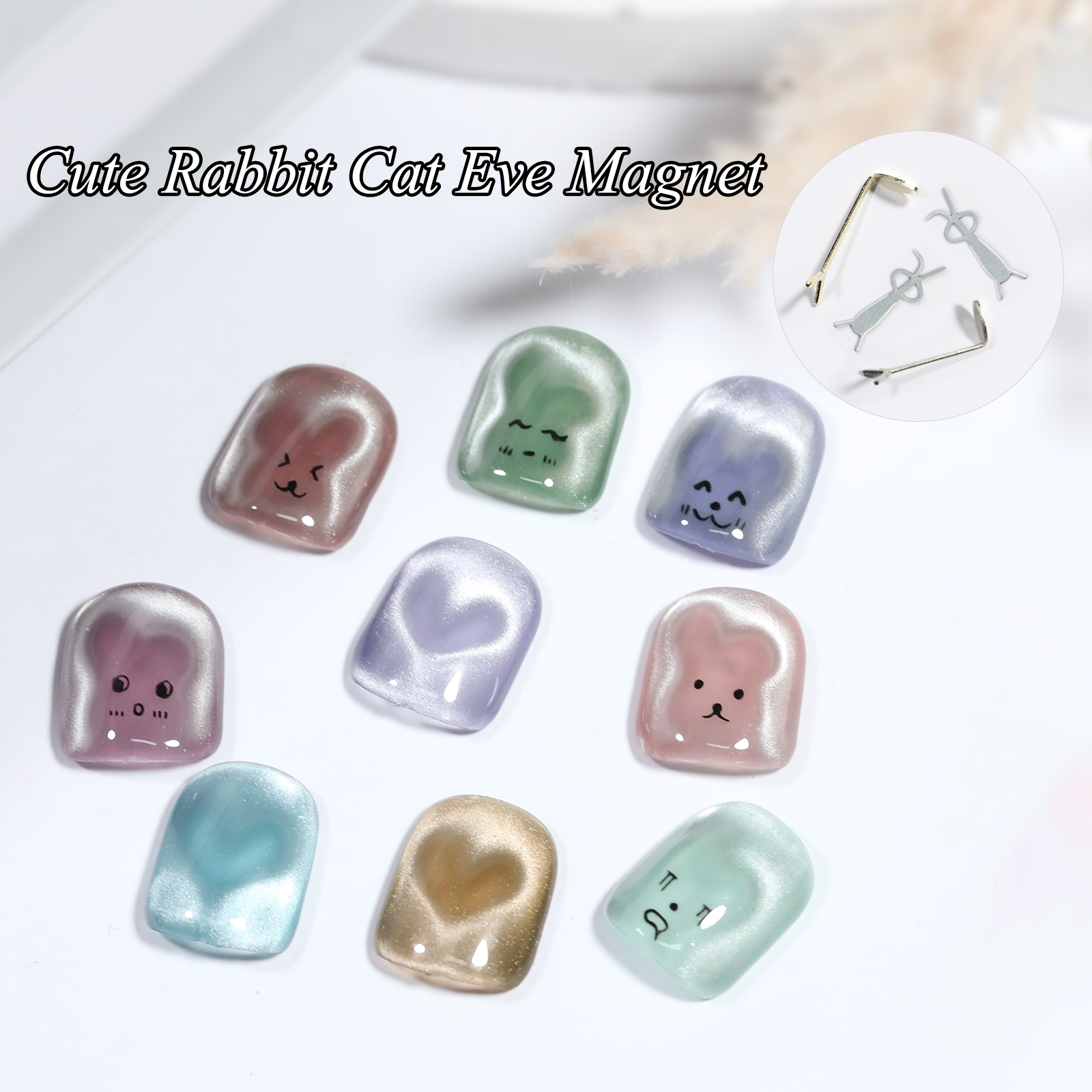 1/4Pcs Rabbit Bear Heart Shape - Nail Art Full Color recension och pris