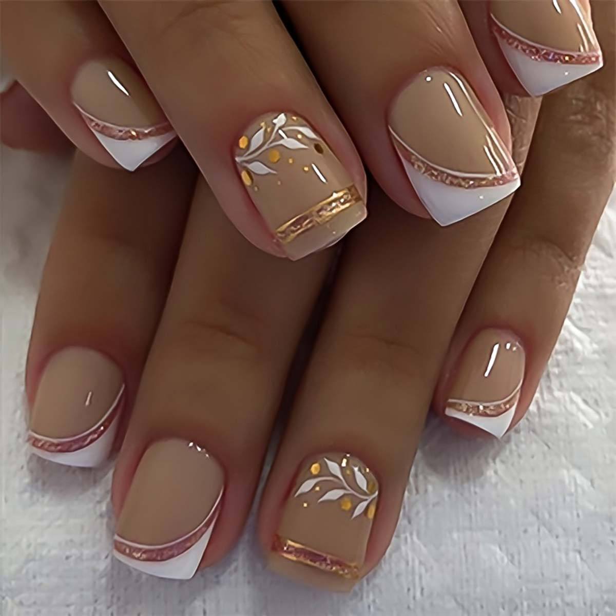 Nude Short Square Press On Nai - Nail Art Glitter recension och pris