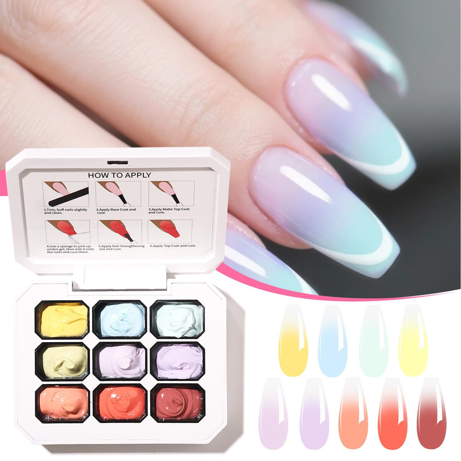 9-color solid gradient high-sa - Nail Art Ideas recension och pris