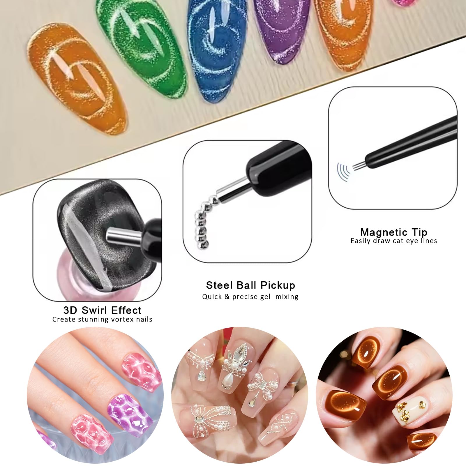 11Pcs Cat Eye Nail Art Magnet  - Nail Art Full Color recension och pris