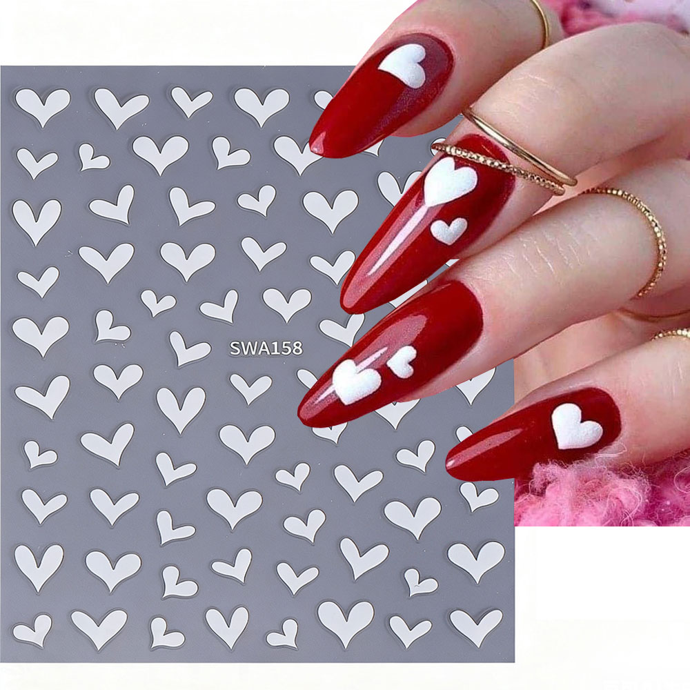 3D White Heart Valentine's Day - Nail Art Valentine recension och pris