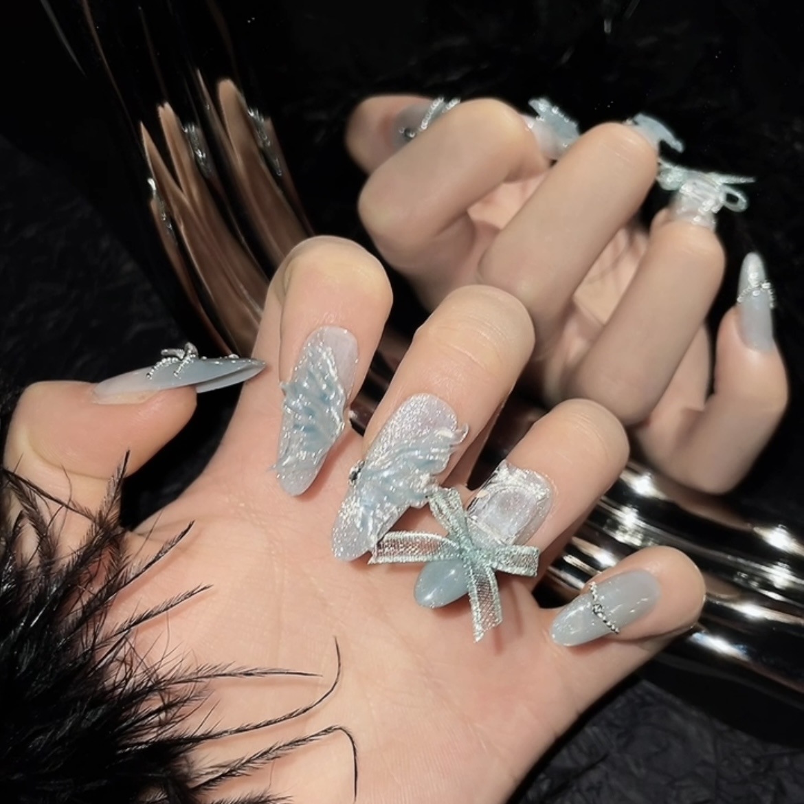 10pcs Pure Hand Pressed Long O - Nail Art Ideas recension och pris