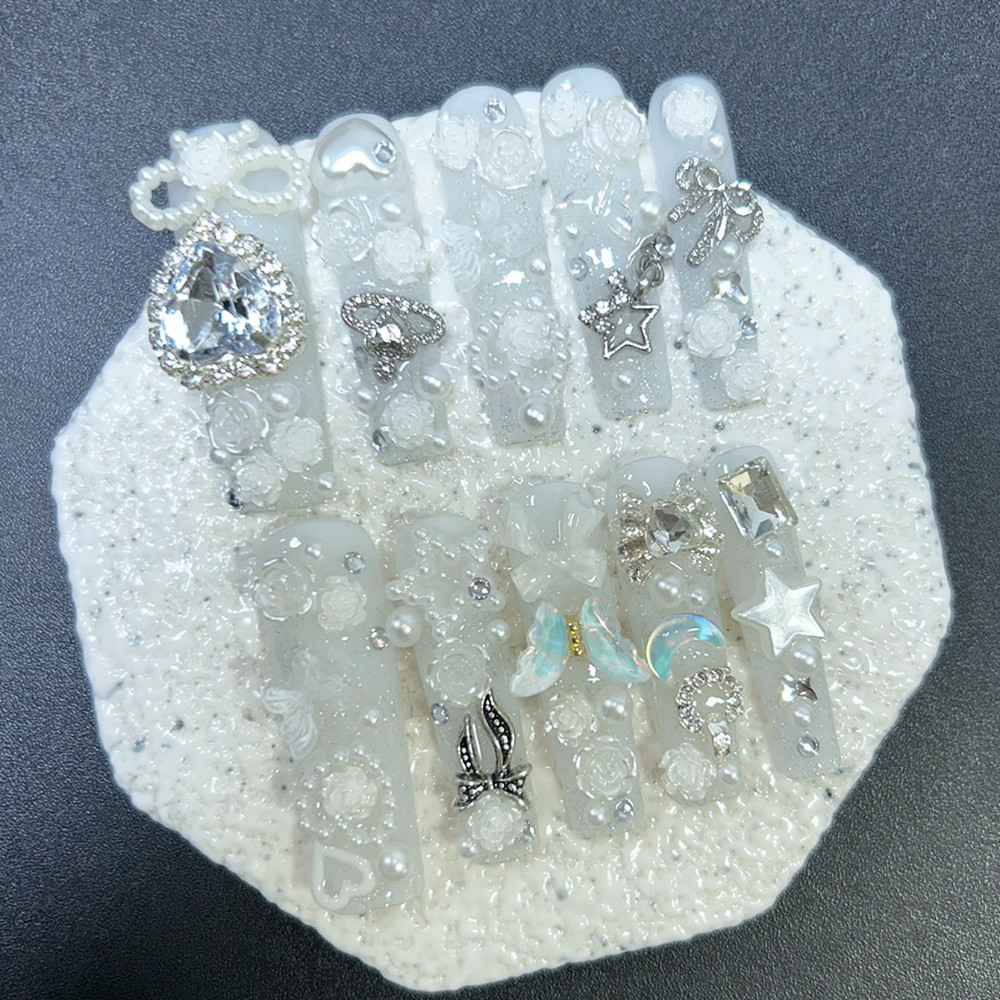 10PCS Cute Jirai Kei White Han - Nail Art Glitter recension och pris