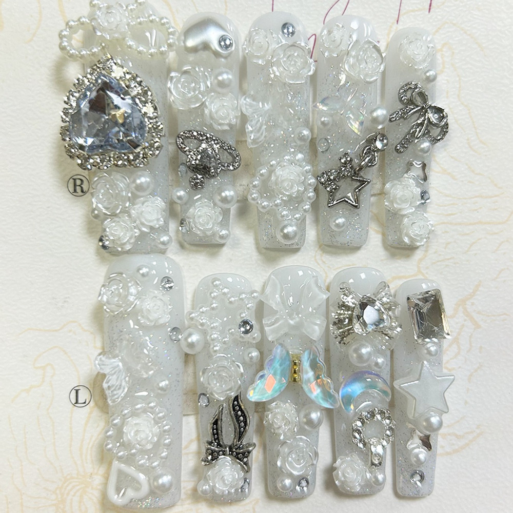 10PCS Cute Jirai Kei White Han - Nail Art Glitter recension och pris