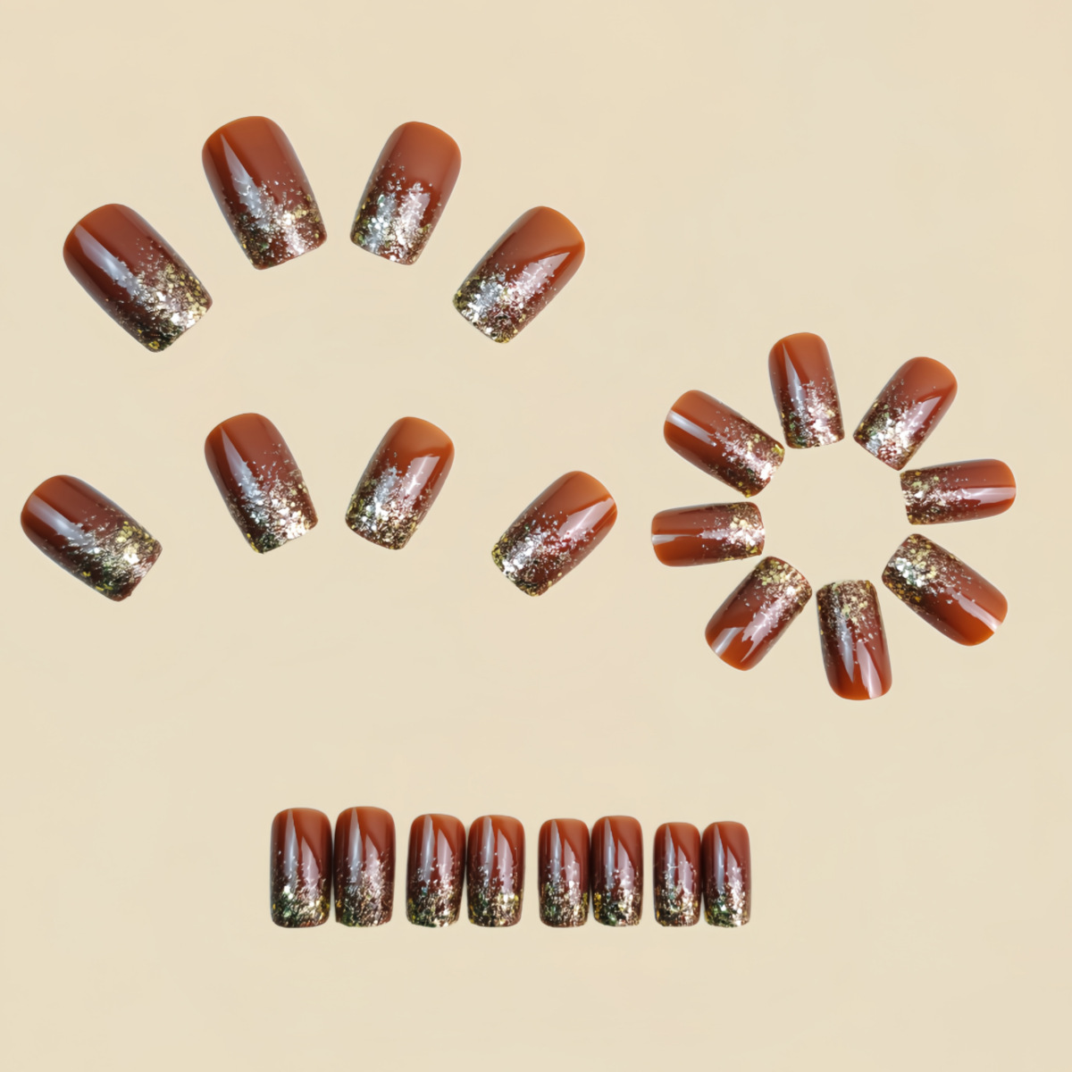 Short Medium fake nails Gradie - Nail Art Glitter recension och pris