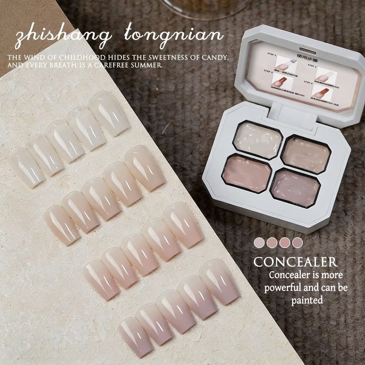 4 Colors Gradient pink ，nude P - Nail Art Ideas recension och pris