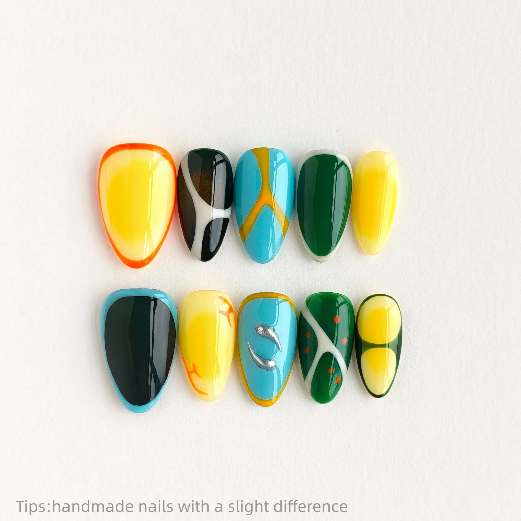 10pcs Handmade Colorful Block  - Nail Art Full Color recension och pris